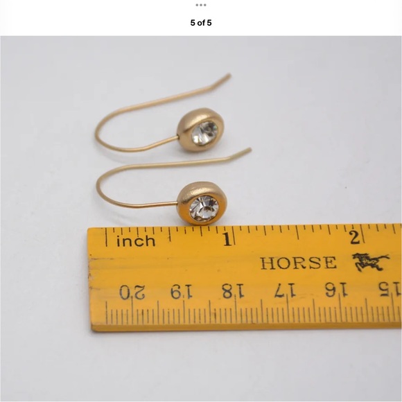 Chico's matte gold bezel cz ear wire earrings NEW no card - Picture 5 of 5